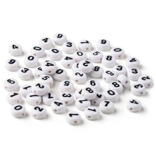 12 Packs: 340 ct. (4,080 total) White Circular Number Beads by Creatology™, 7mm